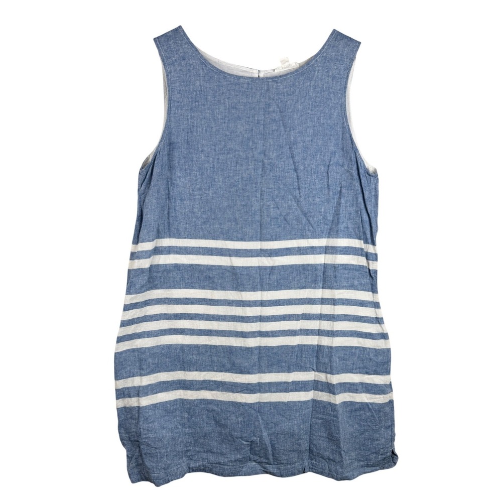 beachlunchlounge Womens Linen Blend Sleeveless Stripe Beach Dress size XL Blue